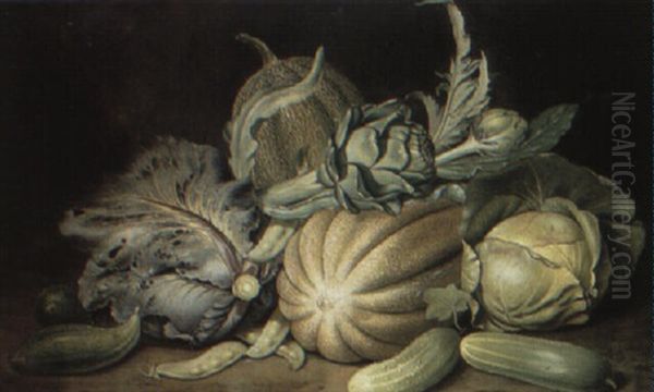 Still Life Of Cabbages And Other Vegetables Oil Painting by Jacob Samuel Beck