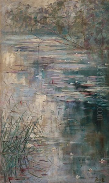 River Landscape, France Oil Painting by Julia Beck