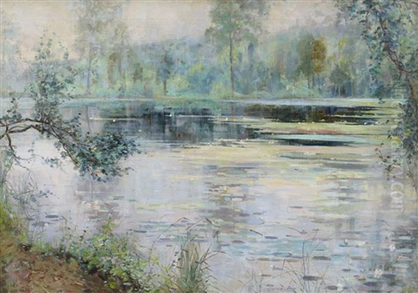 L'etang (brume) Oil Painting by Julia Beck