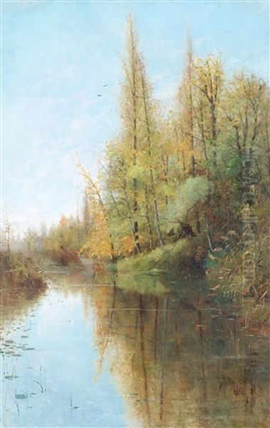 River Landscape, Grez-sur-loing Oil Painting by Julia Beck