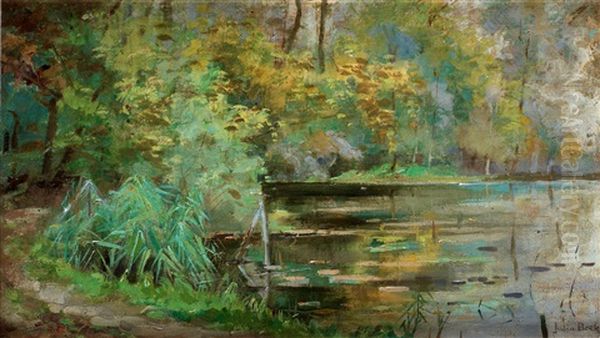 Trad Vid Flodbank Oil Painting by Julia Beck