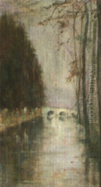 Paysage A La Riviere Oil Painting by Julia Beck