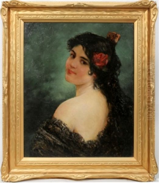 Spanish Brunette Oil Painting by Raphael Beck