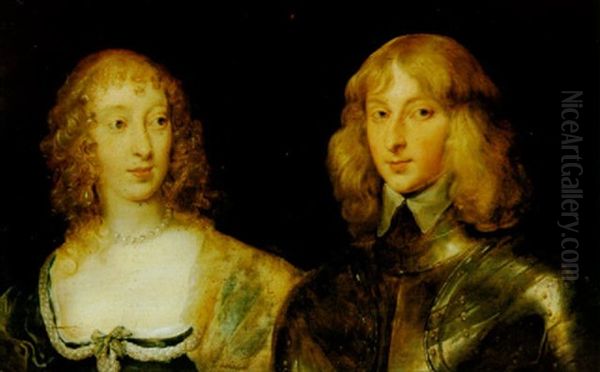 Portrait Of Jerome Weston, Second Earl Of Portland And His Wife Frances Stuart Oil Painting by David Beck