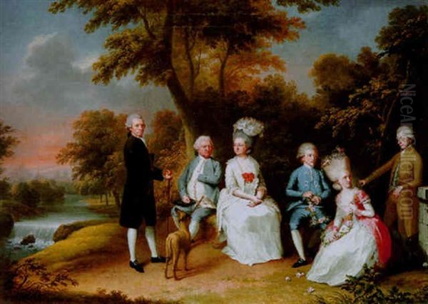 Bildnis Einer Familie Im Freien Oil Painting by Kaspar-Benedict Beckenkamp