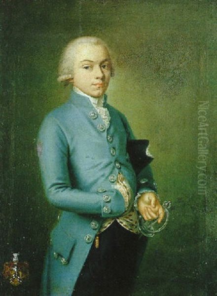 Portrait D'homme A La Veste Bleue Oil Painting by Kaspar-Benedict Beckenkamp