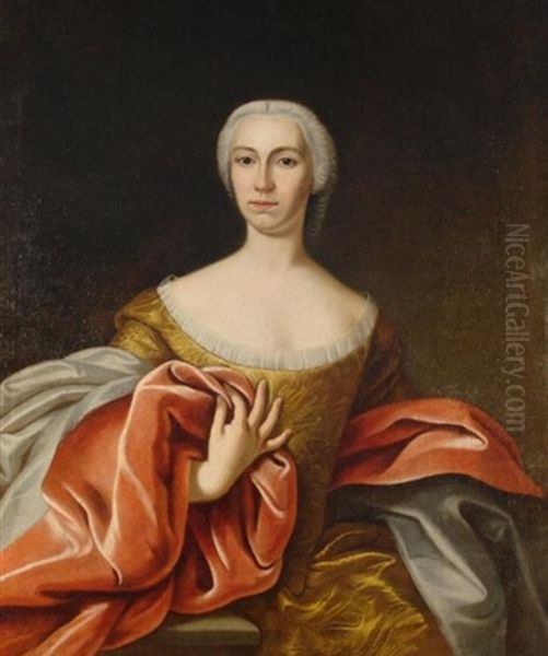 Halbportrat Der Josepha Lucia Von Schmaidt, Geborene Stipplin, Im Alter Von 30 Jahren (+ Halbportrat Des Gottfried Christian Von Schmaidt Char, 2 Works) Oil Painting by Laurenz Beckenkamp