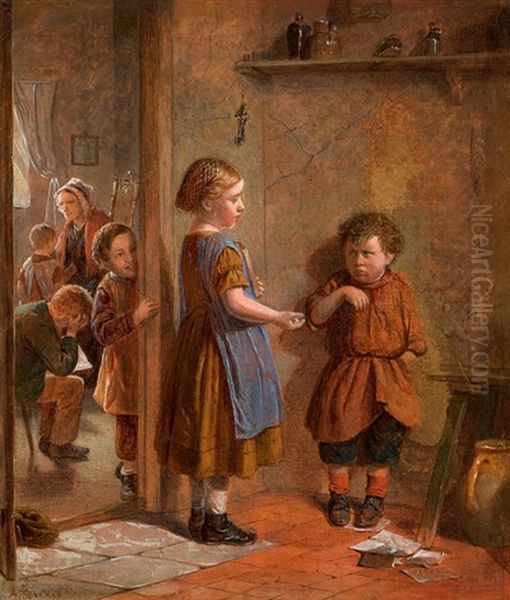 The Small Thief Oil Painting by Albert Becker