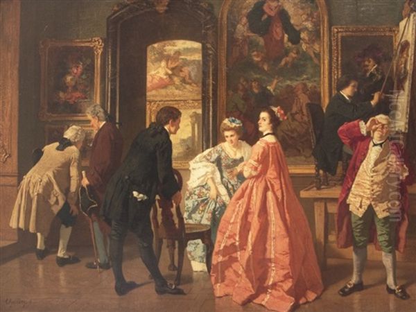 In The Picture Gallery Oil Painting by Carl Ludwig Friedrich Becker