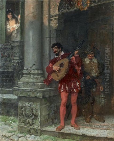 Das Nachtliche Standchen Oil Painting by Carl Ludwig Friedrich Becker