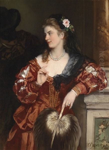 Junge Dame Mit Rose Im Haar Oil Painting by Carl Ludwig Friedrich Becker