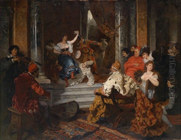 Karnevalsfest Im Dogenpalast Zu Venedig Oil Painting by Carl Ludwig Friedrich Becker