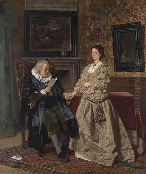 The Love Letter Of The Daughter Oil Painting by Carl Ludwig Friedrich Becker