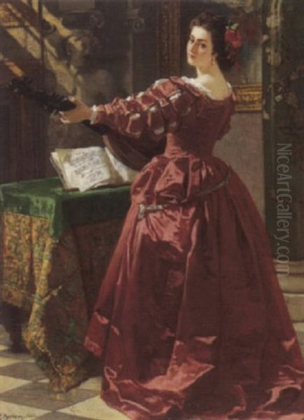 Musizierende Dame Oil Painting by Carl Ludwig Friedrich Becker