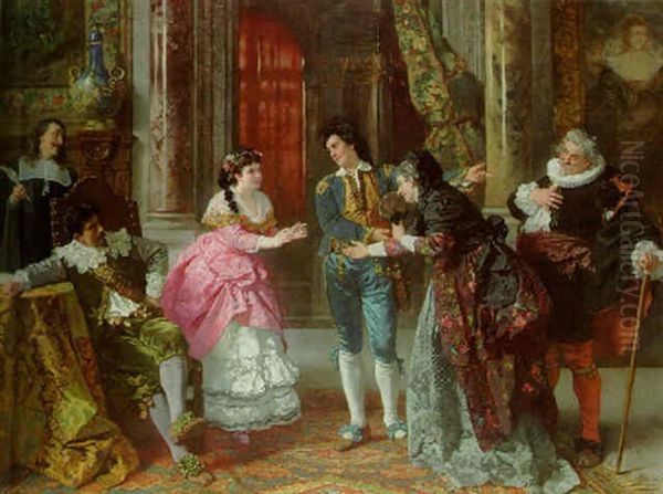 The Introduction Oil Painting by Carl Ludwig Friedrich Becker