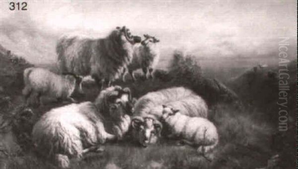 Highland Sheep Oil Painting by Ernst Albert Becker