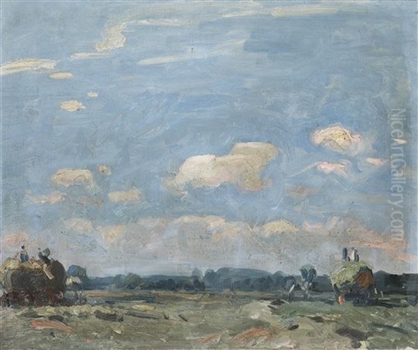 The Hayfield Oil Painting by Harry Becker