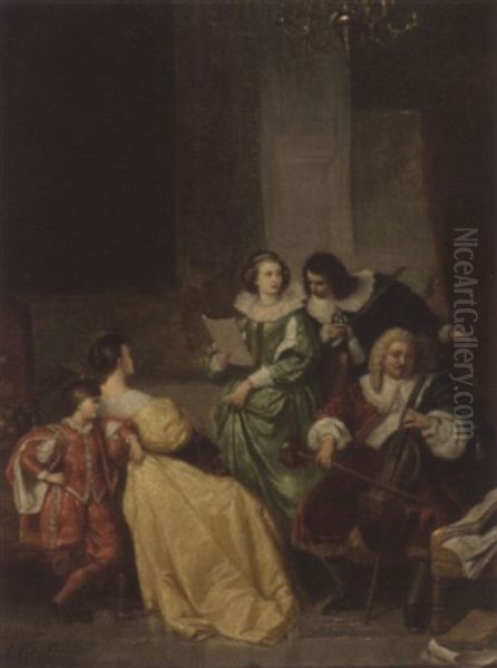 Elegantes Hauskonzert Oil Painting by Jakob (von Worms) Becker