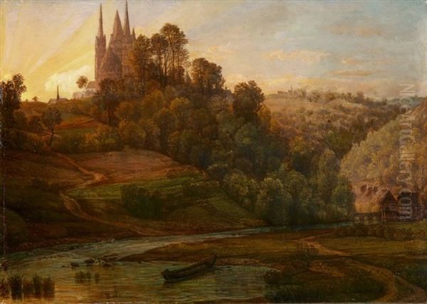 Blick Auf Den Dom Von Limburg Oil Painting by Peter Becker