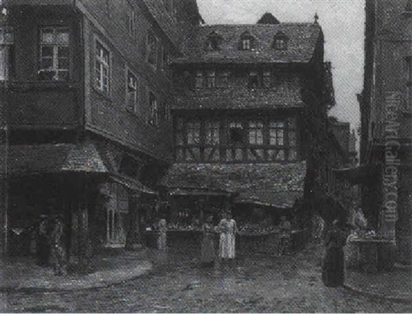 Altstadt Von Frankfurt Oil Painting by Peter Becker