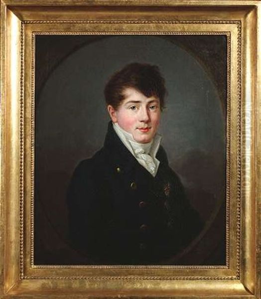 Portrait Des Markgrafen Wilhelm Von Baden (1792-1859) Im Blauen Rock Mit Messingknopfen Oil Painting by Philipp Jacob Becker