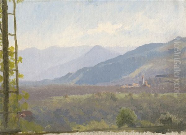 Blick Vom Weinburger Laubengang In Die Landschaft Bei St. Gallen Oil Painting by August Becker