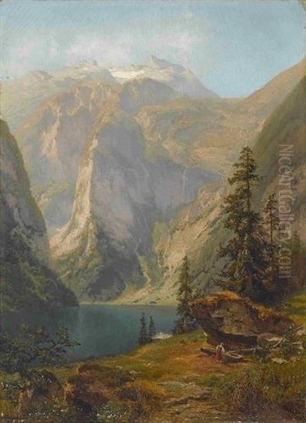 Am Obersee Oil Painting by August Becker