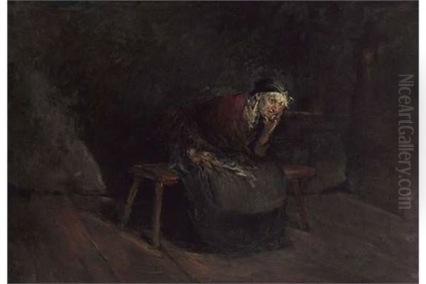 Bauerin In Der Stube Oil Painting by Karl-Johann Becker-Gundahl