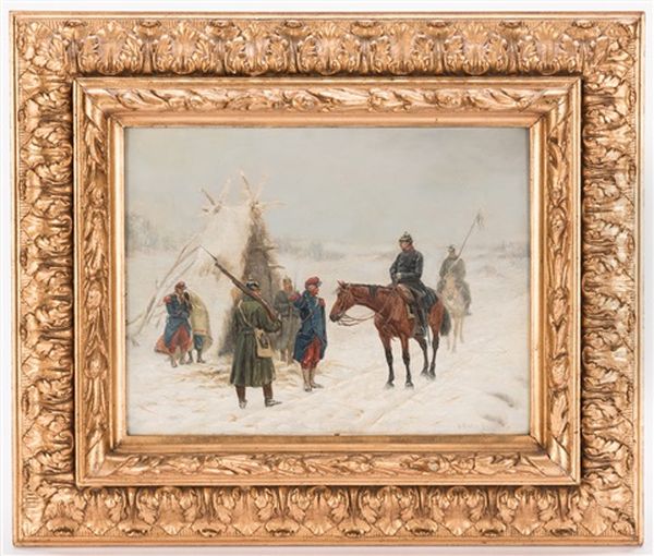 Franco-prussian Military Painting Oil Painting by Rudolf A. Becker-Heyer