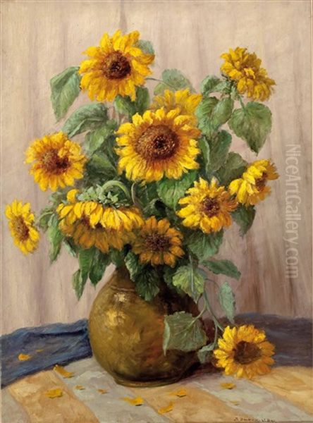 Sonnenblumen In Vase Oil Painting by Sophia Becker-Leber