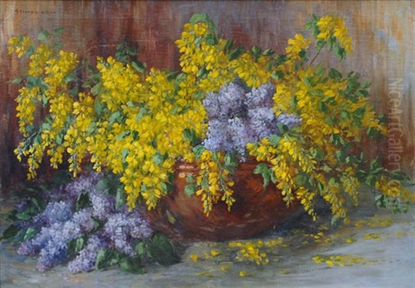 Laburnum And Lilac Oil Painting by Sophia Becker-Leber