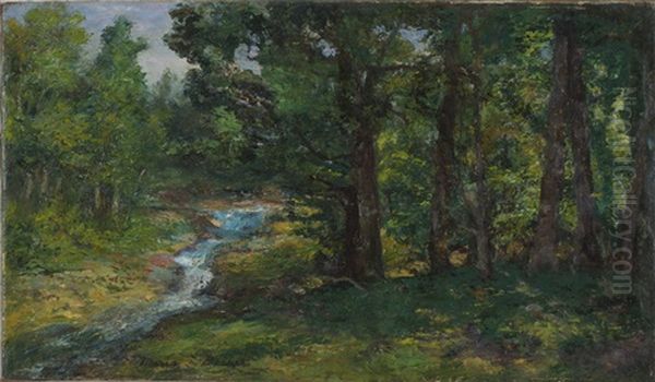 Woodland Stream Oil Painting by Maria A' Becket