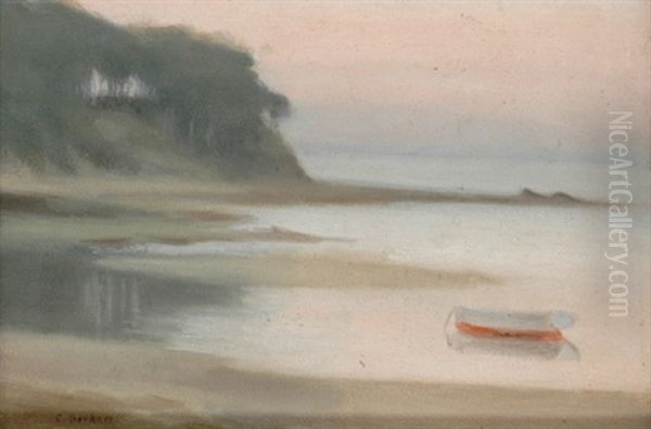 Untitled (moored Boat Bayside) Oil Painting by Clarice Marjoribanks Beckett