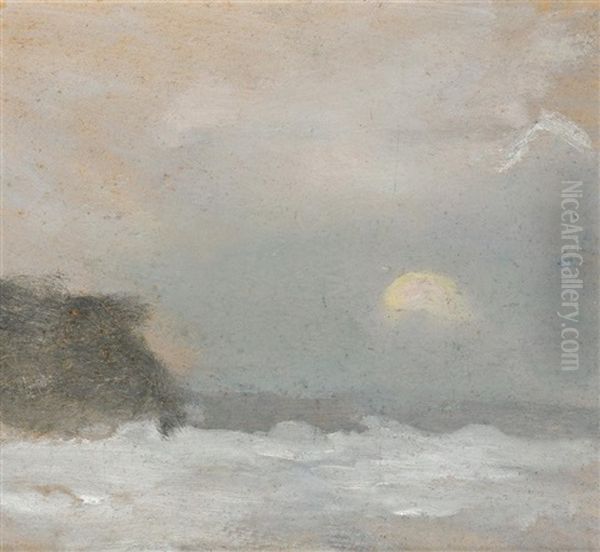 Moonrise, Beaumaris (+ Sunset And Trees, Verso) Oil Painting by Clarice Marjoribanks Beckett