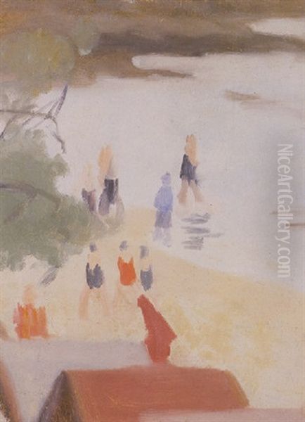 Bathers, Beaumaris Oil Painting by Clarice Marjoribanks Beckett