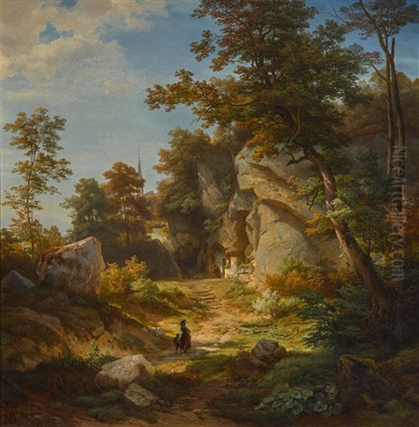 Bauerin Mit Ihrem Sohn Auf Dem Weg Zum Eremiten Oil Painting by Johann (Hans) Beckmann