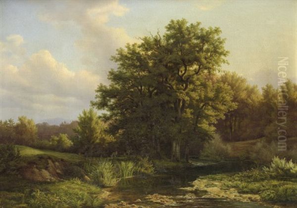 Landschaft Mit Eichendickicht An Einem Bach Oil Painting by Johann (Hans) Beckmann