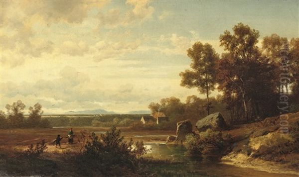 Wood-gatherers In A Summer Landscape Oil Painting by Johann (Hans) Beckmann