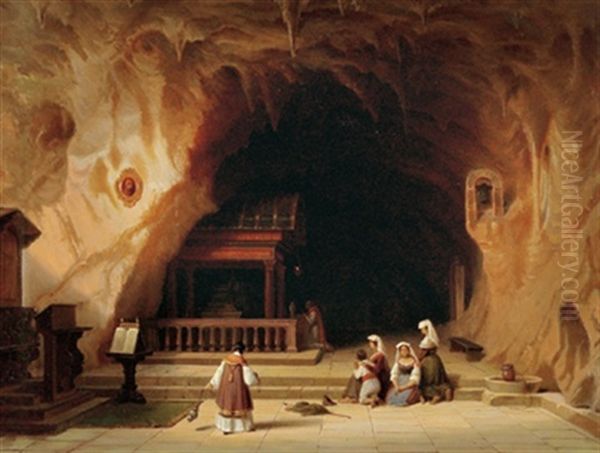 Grotte Der Hl. Rosalie Auf Dem Monte Pellegrino Bei Palermo Oil Painting by Johann (Hans) Beckmann