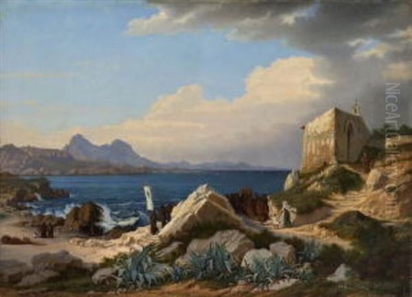 San Vito An Der Sizilianischen Nordkuste Oil Painting by Karl Friedrich Beckmann