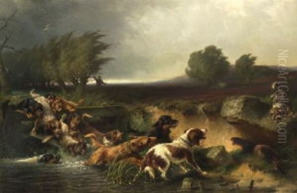 Otterjagd by Ludwig Beckmann