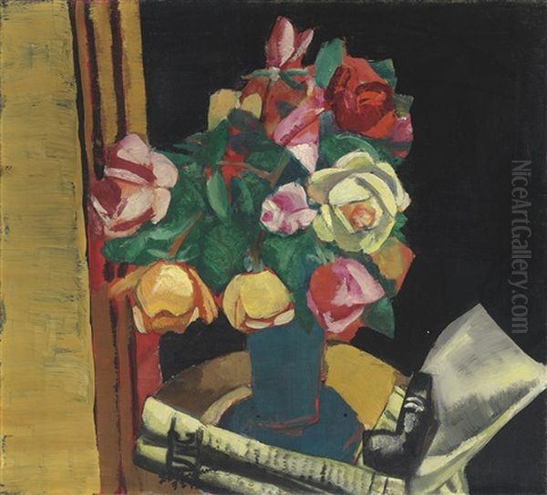 Stilleben Mit Rosen Oil Painting by Max Beckmann