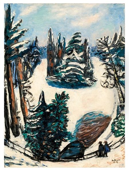 Le Lac Im Winter - Bois De Boulogne Im Winter Oil Painting by Max Beckmann