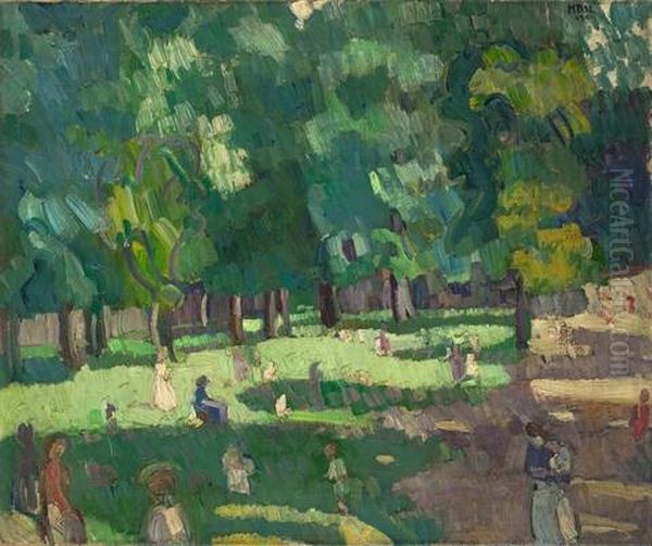 Kinderspielplatz Alter Botanischer Garten Oil Painting by Max Beckmann