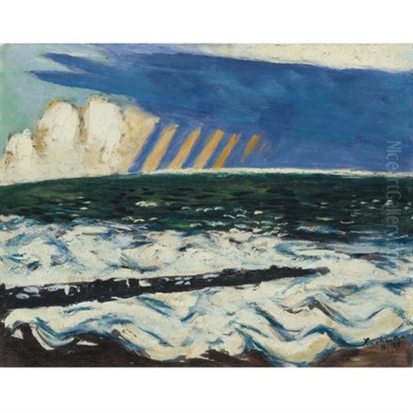 Nordseelandschaft I (gewitter) North Sea I (thunderstorm) Oil Painting by Max Beckmann