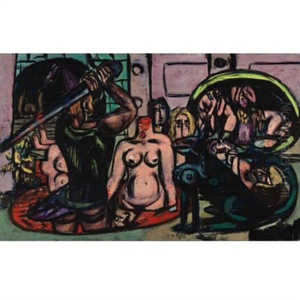 Perseus' (herkules') Letzte Aufgabe (perseus' - Hercules' Last Duty) Oil Painting by Max Beckmann