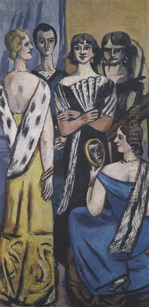 Grosses Frauenbild (funf Frauen) Oil Painting by Max Beckmann