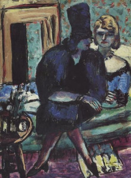 Zwei Frauen Auf Dem Sofa Oil Painting by Max Beckmann