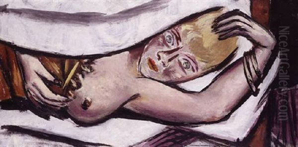 Frau Im Bett Oil Painting by Max Beckmann