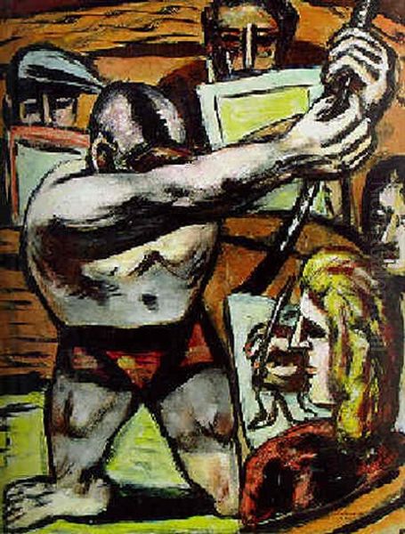 Akademie Ii Oil Painting by Max Beckmann